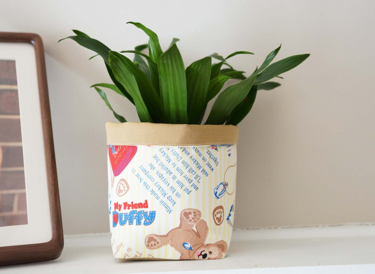 Bears Fabric Basket with Leather Hang Loop