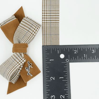 1'' Double Faced Soft Check Ribbon Brown and Black