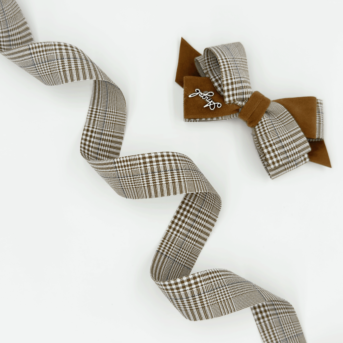 1'' Double Faced Soft Check Ribbon Brown and Black