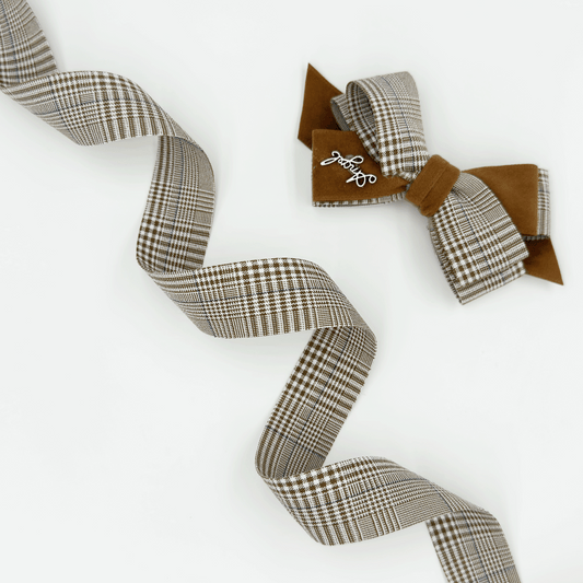1'' Double Faced Soft Check Ribbon Brown and Black