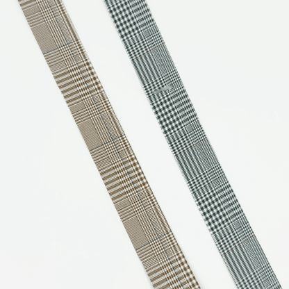 1'' Double Faced Soft Check Ribbon Brown and Black