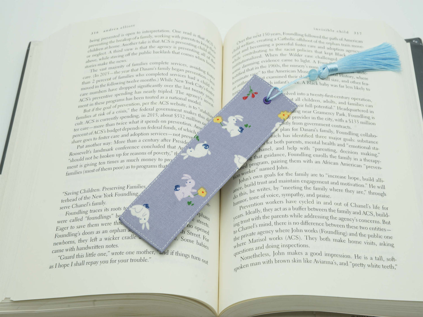 Enjoy Rabbit Fabric Bookmark