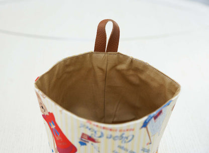 Bears Fabric Basket with Leather Hang Loop