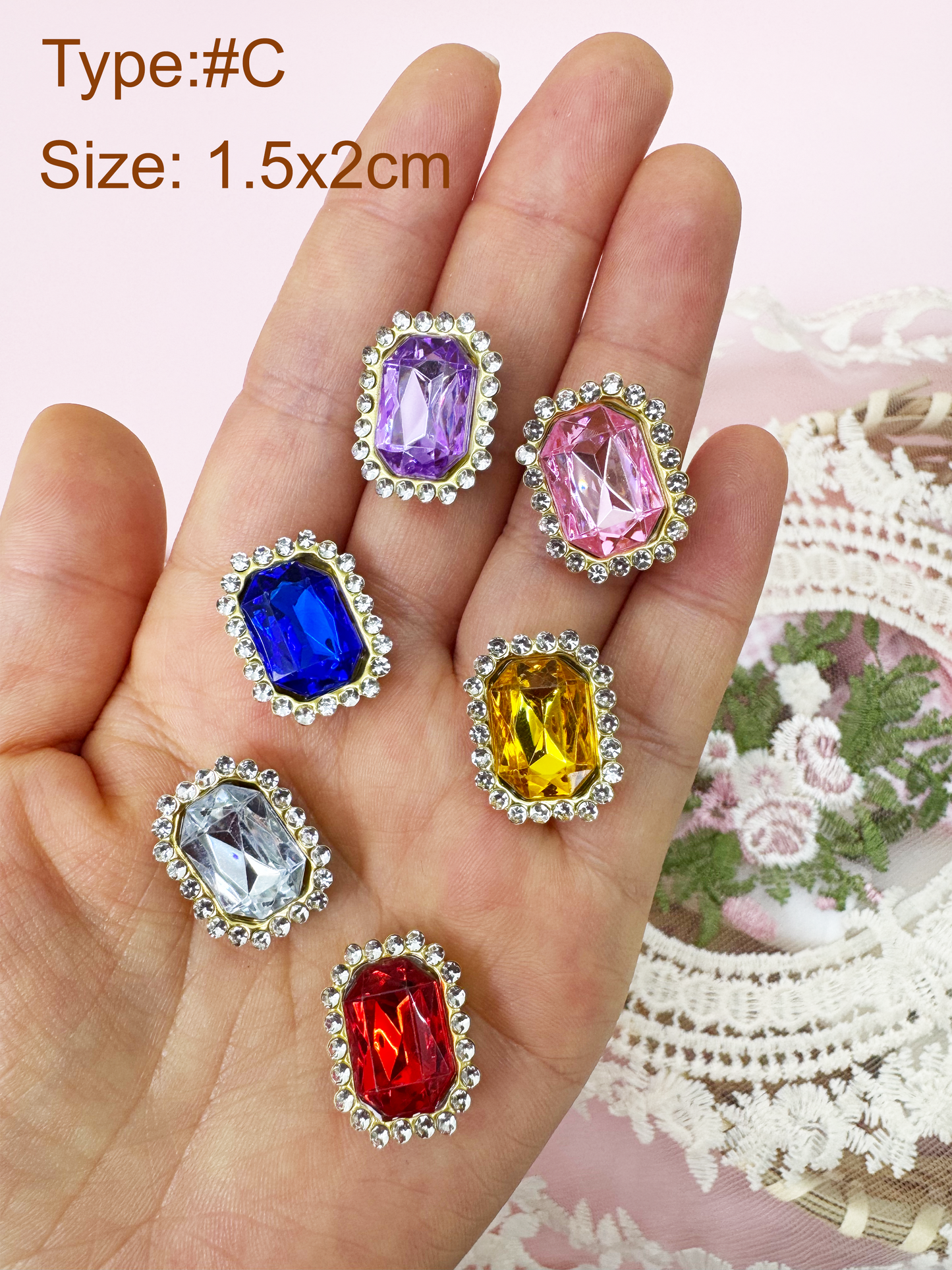 Rhinestone Heart Button, DIY Crystal Gem