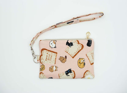 Cats and Bread Coin Pouch, Double Zipper Wallet, Purse for ID Cards