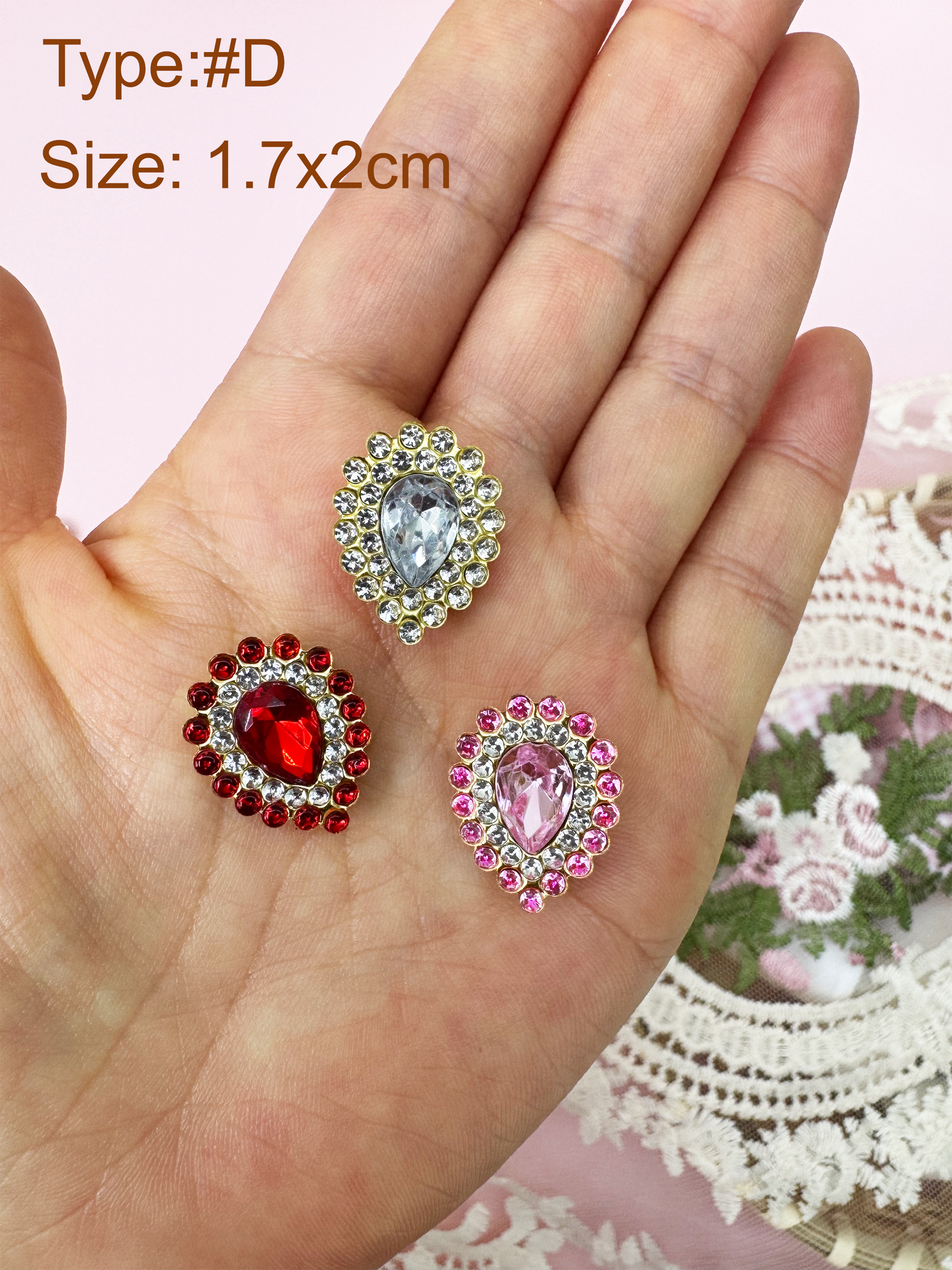 Rhinestone Heart Button, DIY Crystal Gem