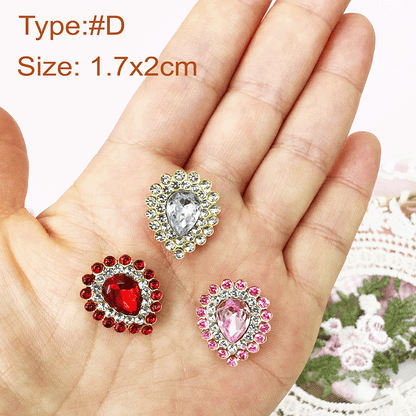 Rhinestone Heart Button, DIY Crystal Gem