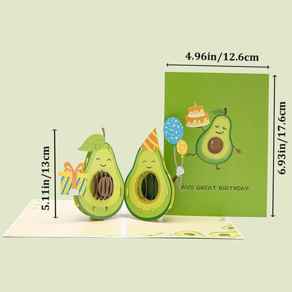 Avo Great Birthday Pop Up Card, 3D Avocado Pop-Up Birthday Card