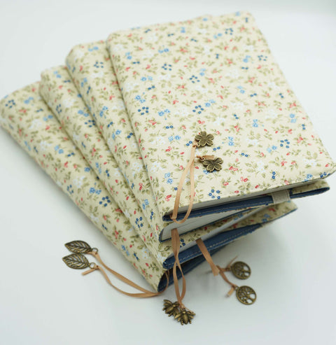 Retro Flower Book Cover, Fabric Dust Jacket