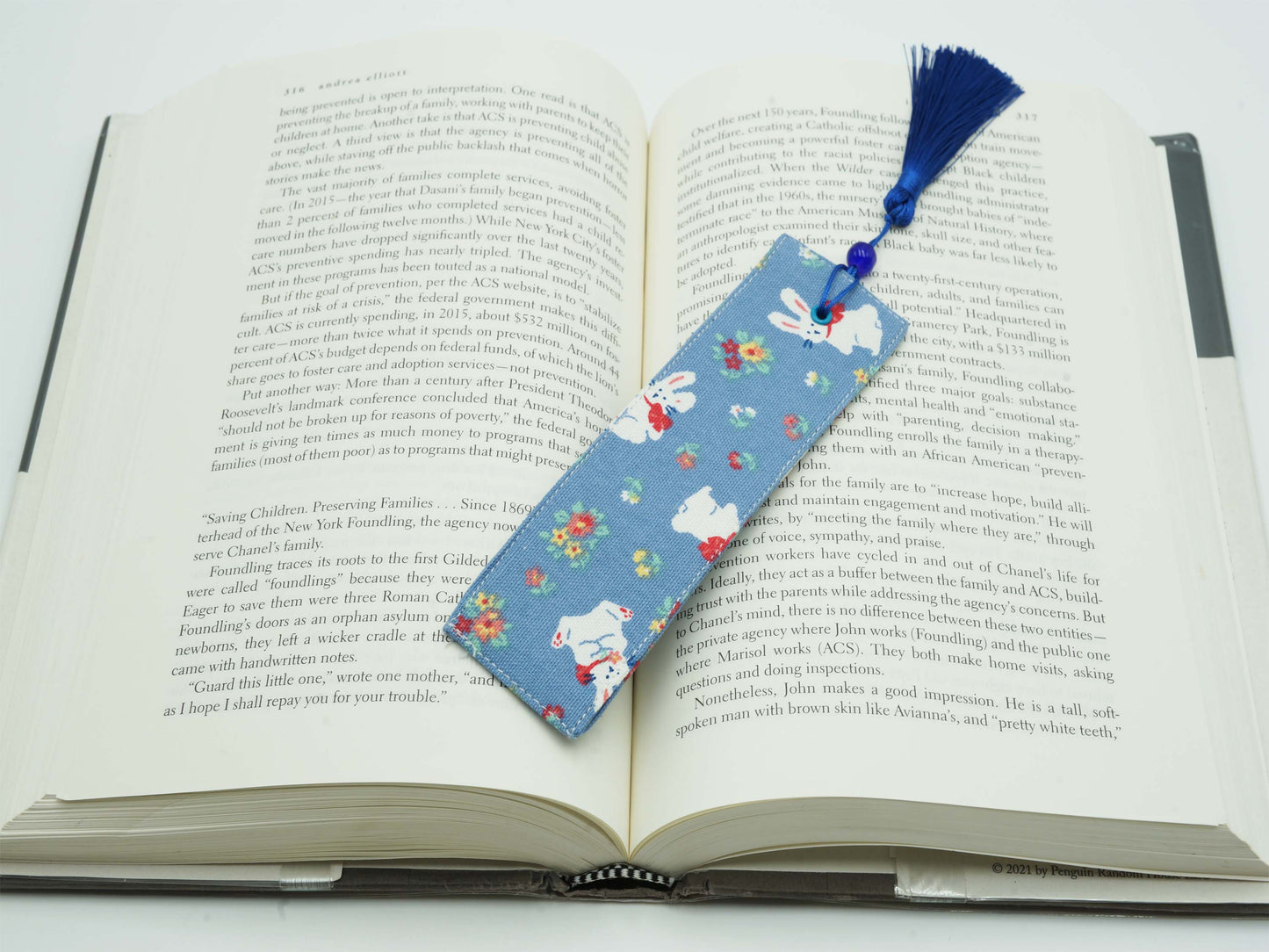 White Rabbit Fabric Bookmark