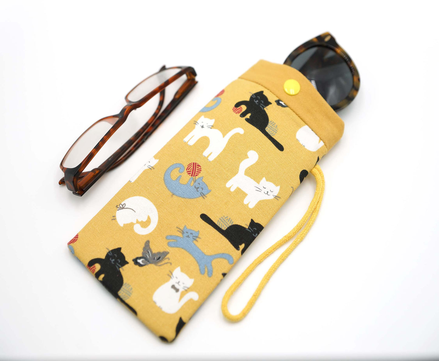 Playing Cats Fabric Glasses Case