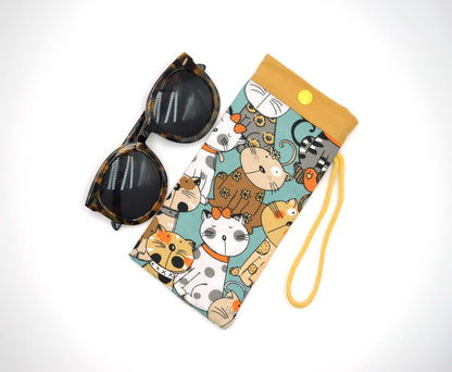 Happy Cats Fabric Glasses Case