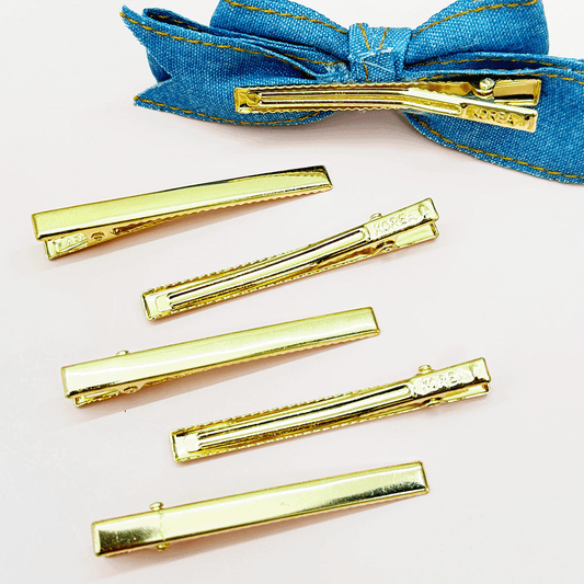 Narrow Gold Alligator Hair Clip Base, 6 PCS