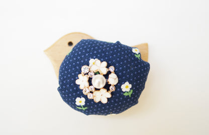 Wooden Pin Cushion Pin Keeper Various Floral Patterns