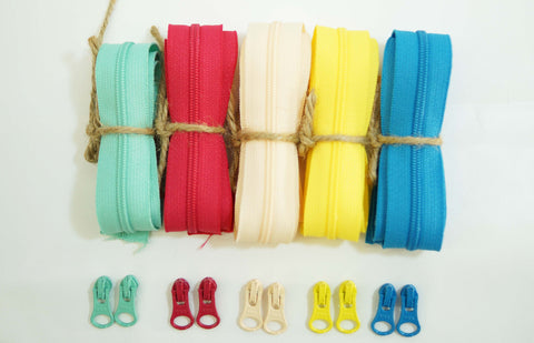 YKK #3 Coil Zippers kit, 3 yds & 8 pulls