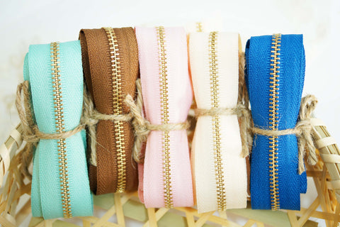 YKK #3 Brass Zippers Kits - 1yd & 3 Pulls