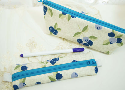 Blueberry Pencil Case with Elastic Strap for Journal or Planner