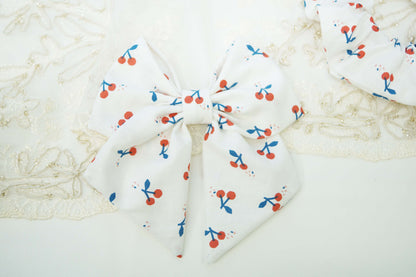 Cherry Print Fabric Bow