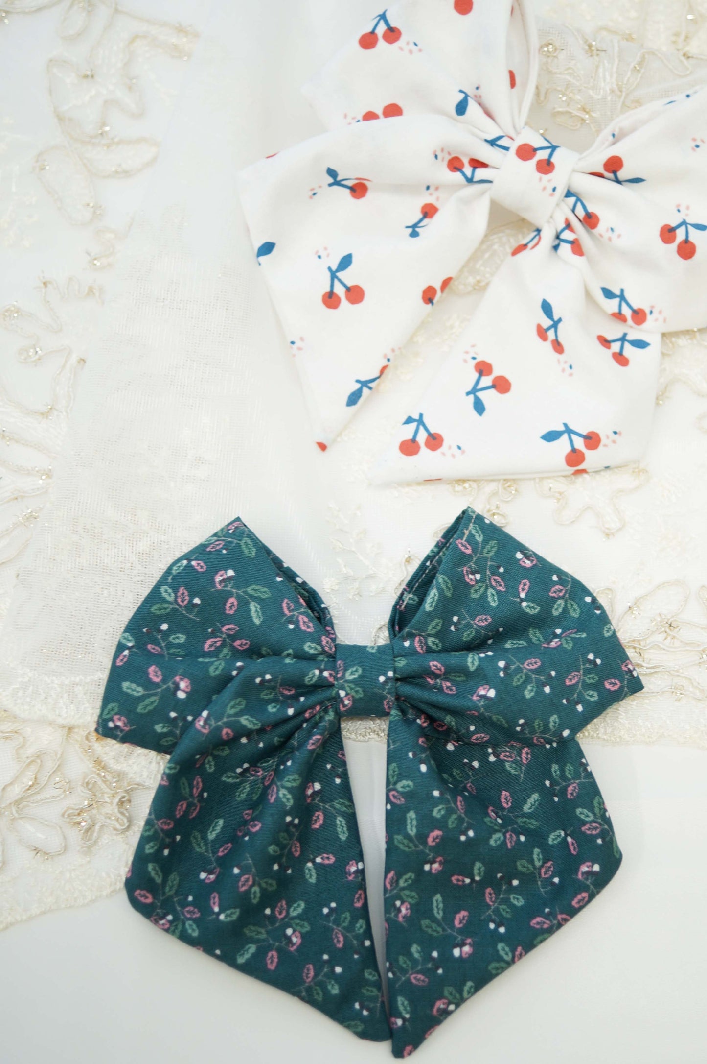 Acorn Print Green Fabric Bow