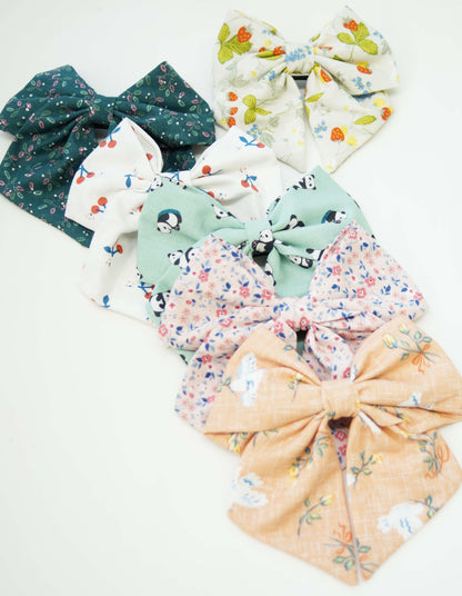 Baby Panda Print Fabric Bow