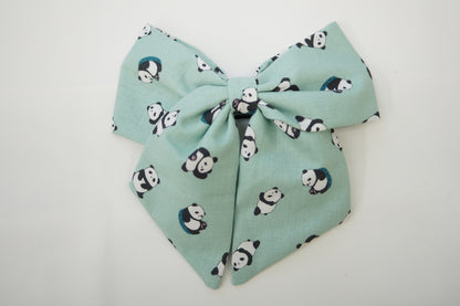 Baby Panda Print Fabric Bow