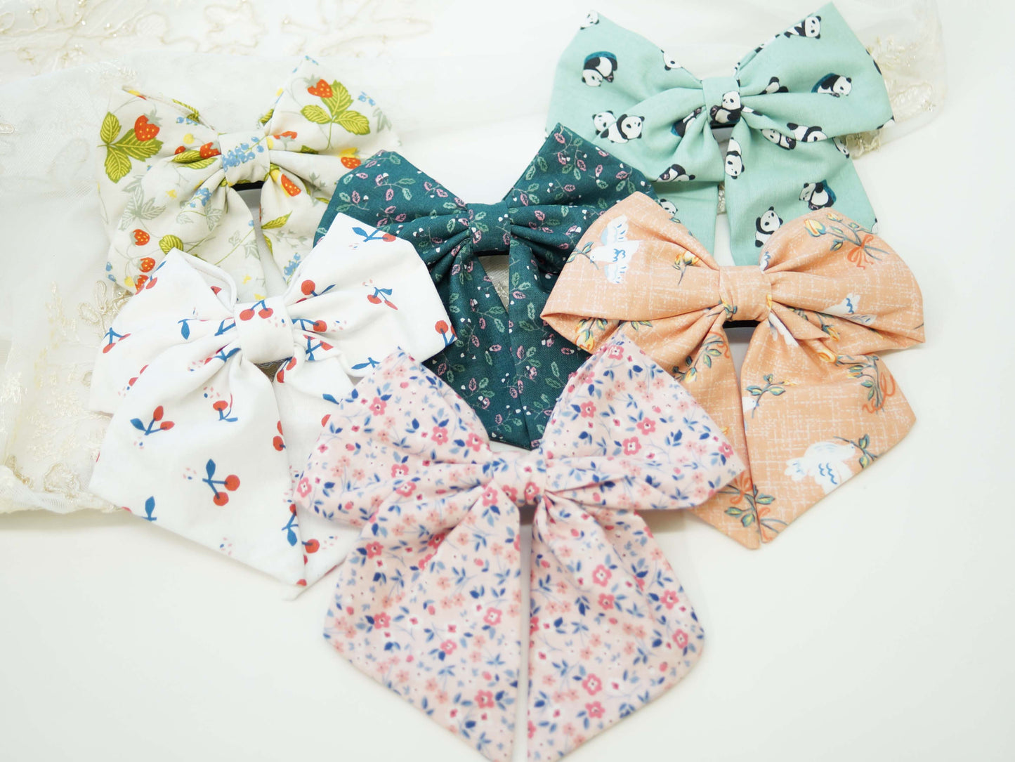 Strawberry Print Fabric Bow