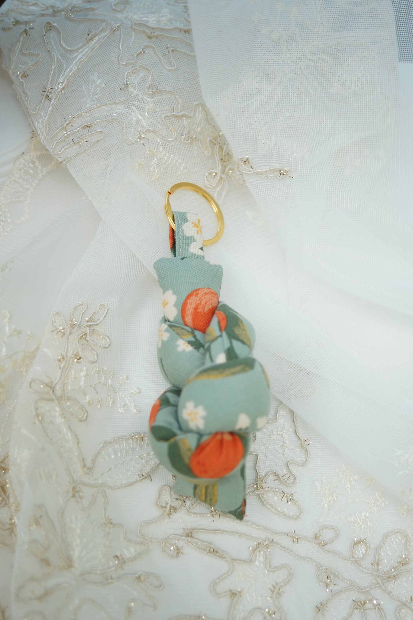 Apricot Fabric Keychain, Bag Charm