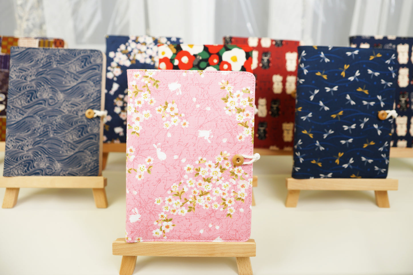 Pink Cherry Blossoms Fabric Planner, A5 6-ring Refillable Journal