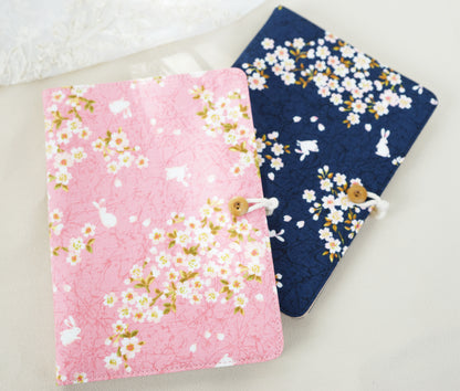 Pink Cherry Blossoms Fabric Planner, A5 6-ring Refillable Journal