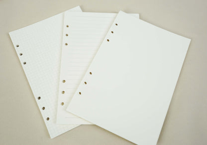 Refill Paper, Planner Inserts for A5 A6 Binder, Lined Grid Blank, A5 A6 90 Sheets (180 pgs)