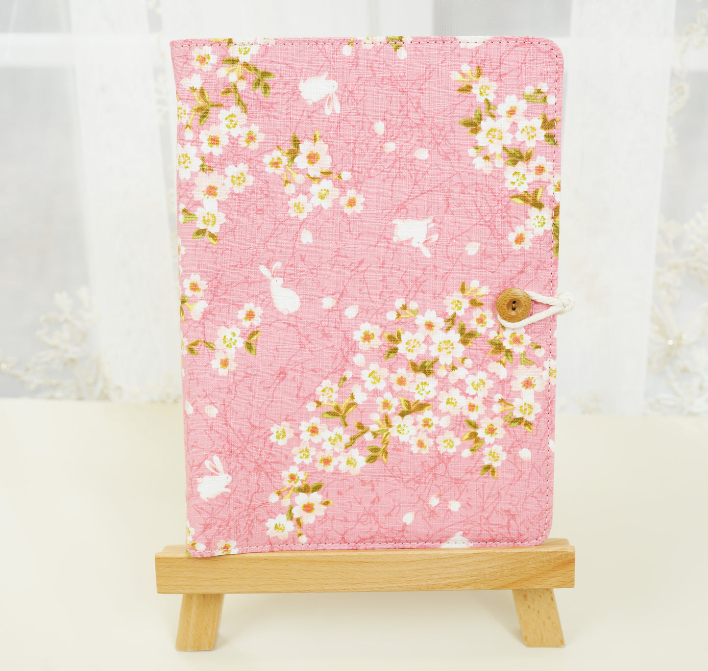 Pink Cherry Blossoms Fabric Planner, A5 6-ring Refillable Journal