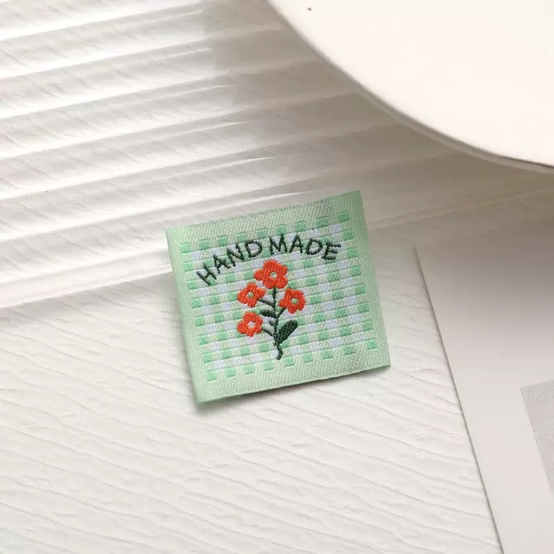 Green Check Handmade Woven Labels