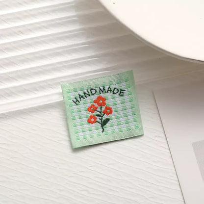 Green Check Handmade Woven Labels