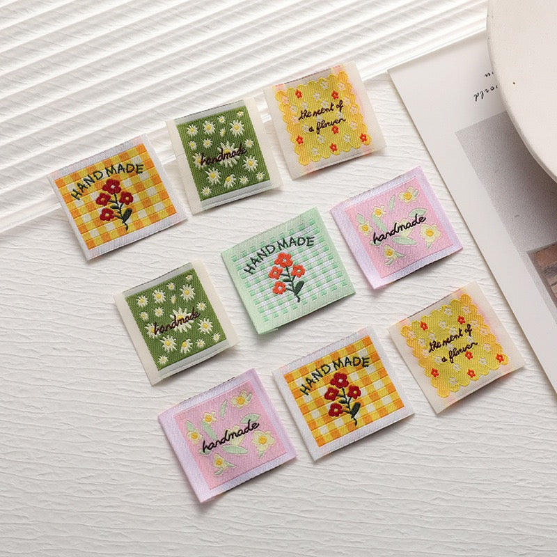Green Check Handmade Woven Labels