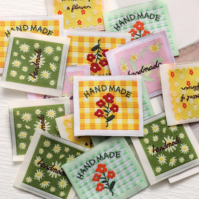Yellow Check Handmade Woven Labels
