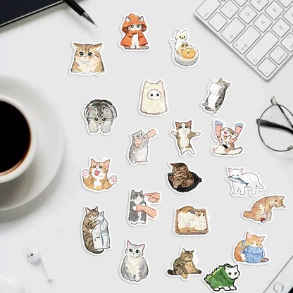 Cute Cat Stickers, 77 Pieces