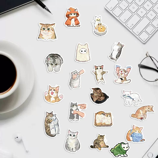 Cute Cat Stickers, 77 Pieces