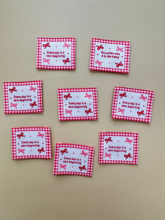 New Beginning Pink Woven Labels