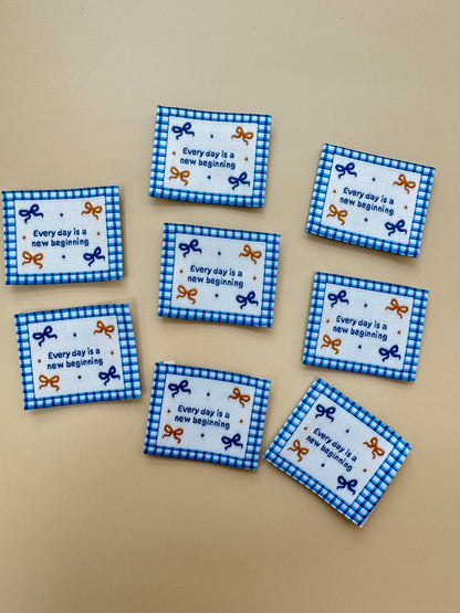 New Beginning Blue Woven Labels