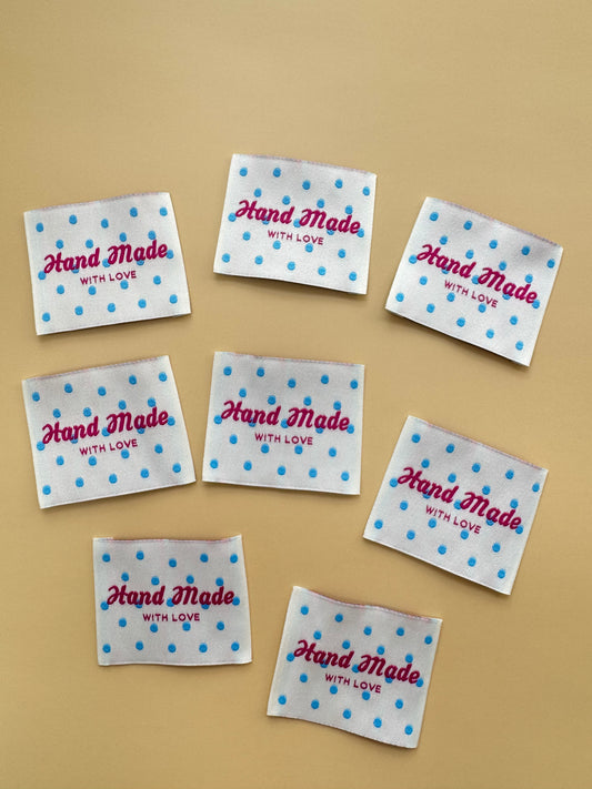 Blue Dot Handmade Woven Labels
