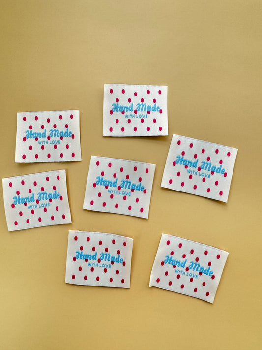 Pink Dot Woven Labels
