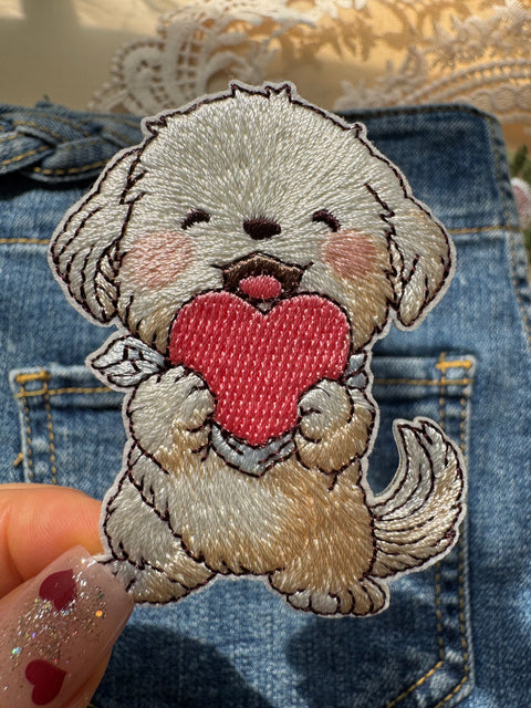 Puppy Holding Heart Patch