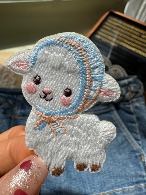 Sheep in Blue Scarf Patch