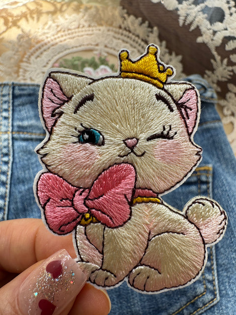 Cat with Bow and Crown Patch