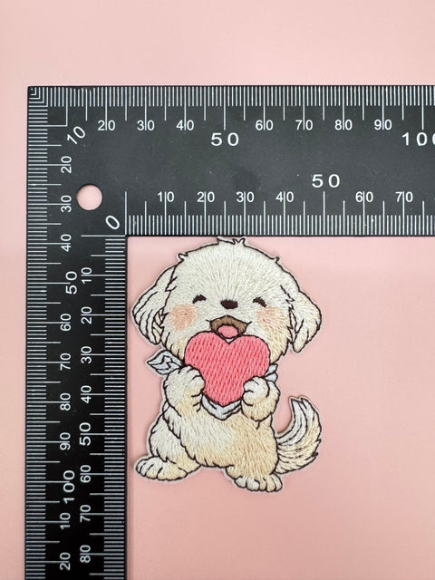 Puppy Holding Heart Patch