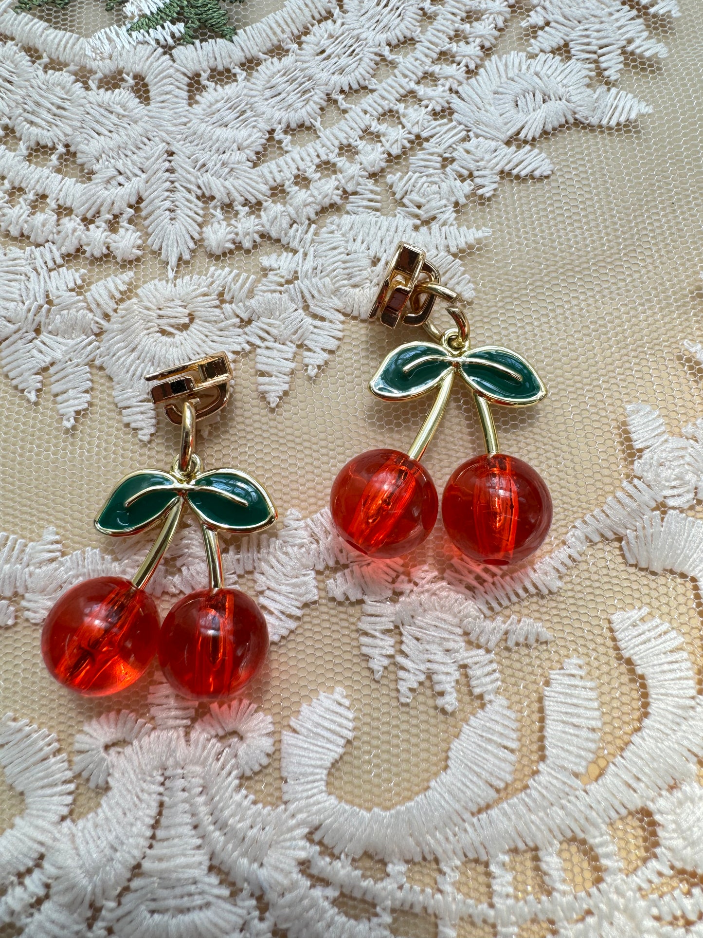 Cherry Zipper Pulls 4PCS