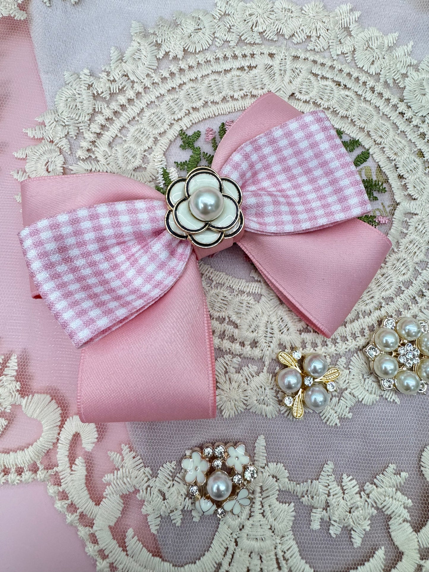 Pearl Rhinestone Flower Embellishments