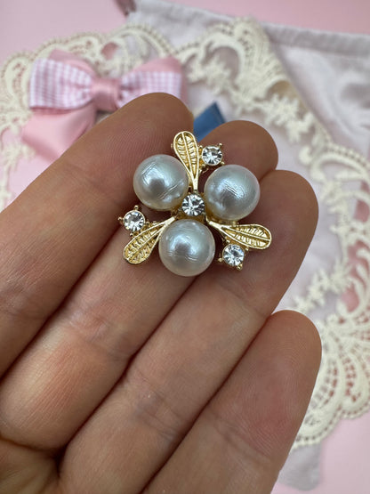Pearl Rhinestone Flower Embellishments