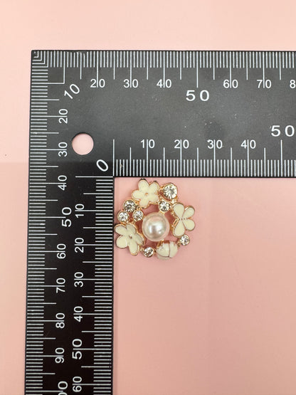 Pearl Rhinestone Flower Embellishments