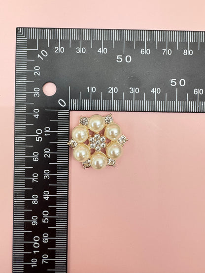 Pearl Rhinestone Flower Embellishments